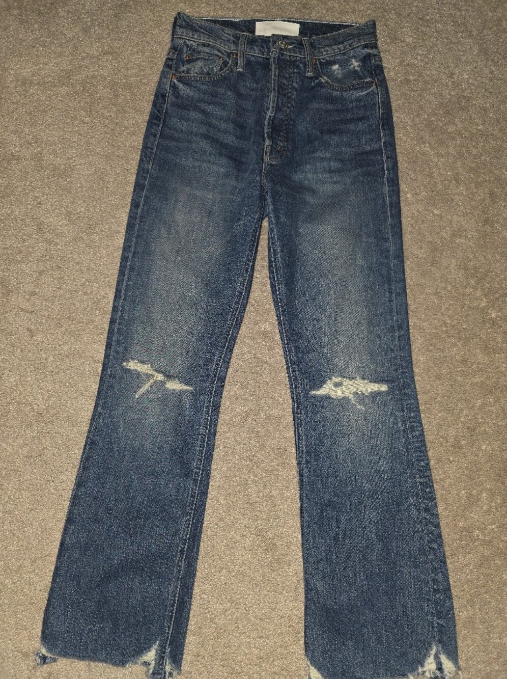 MOTHER Superior Jeans Tripper Chew Cryin Cowboys Crop Kick Flare High Rise 24